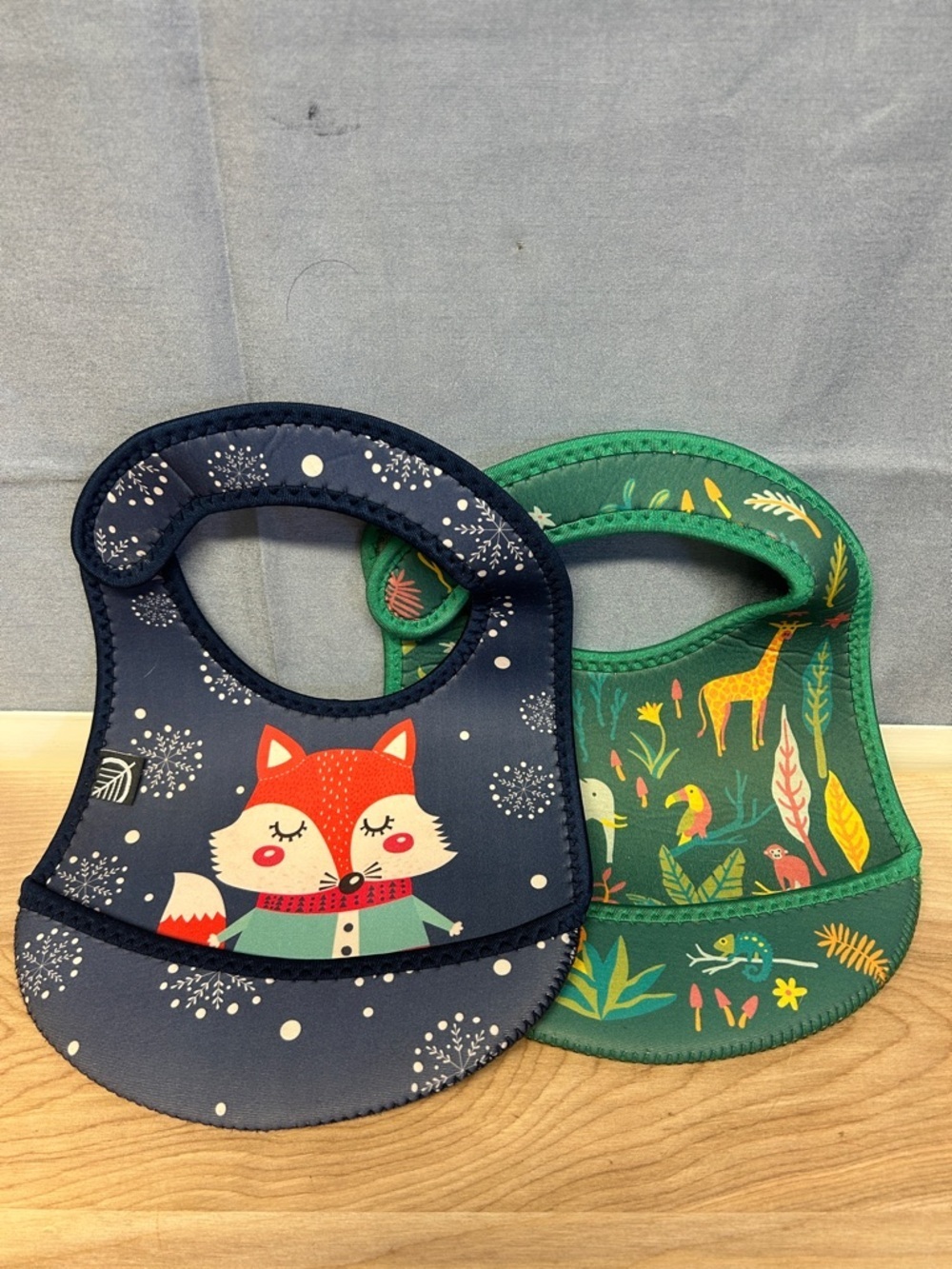 Kids Waterproof Fox & Jungle Print Bibs - 100% Néoprène